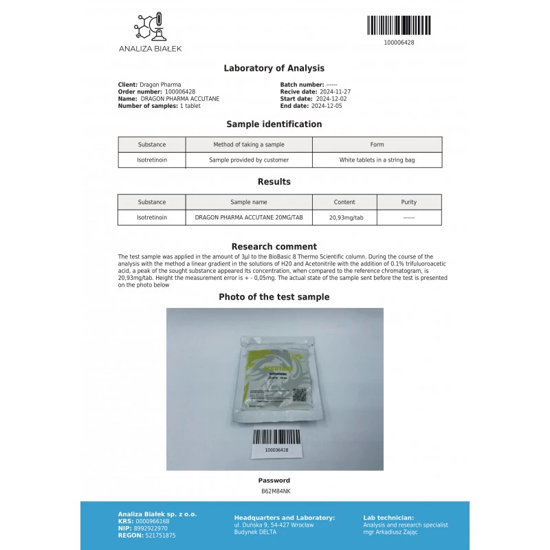 accutane authenticity lab report