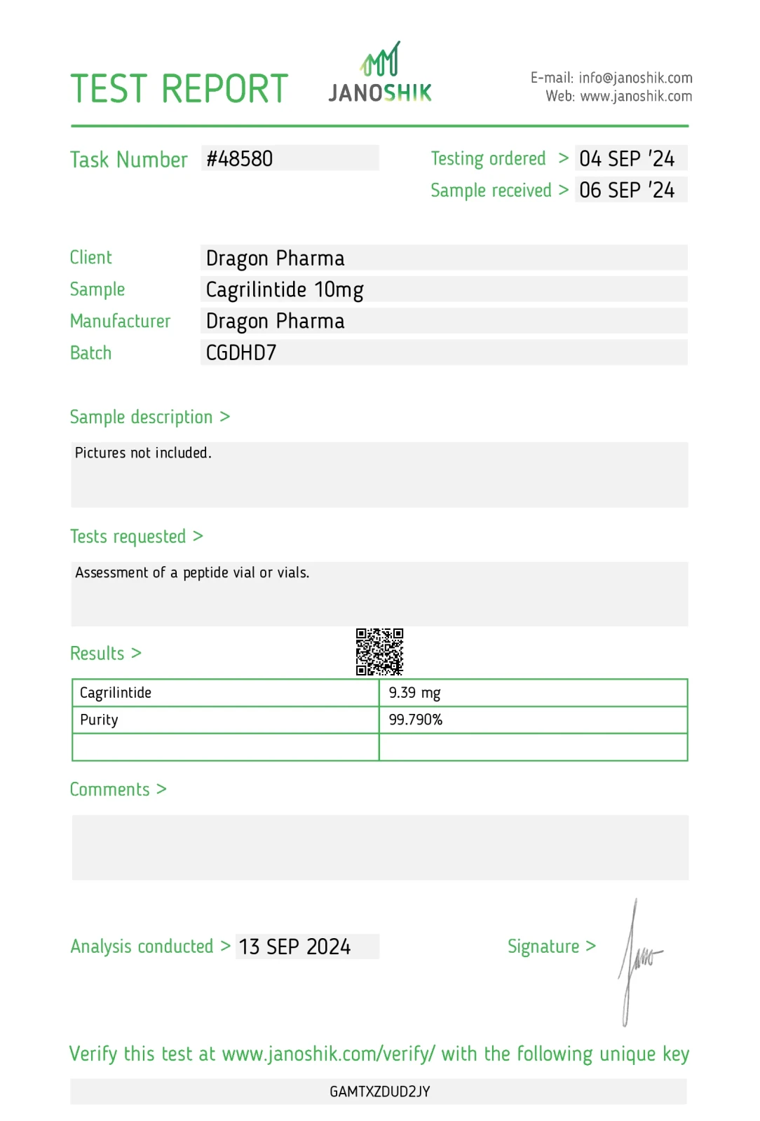 cagrilintide authenticity lab report