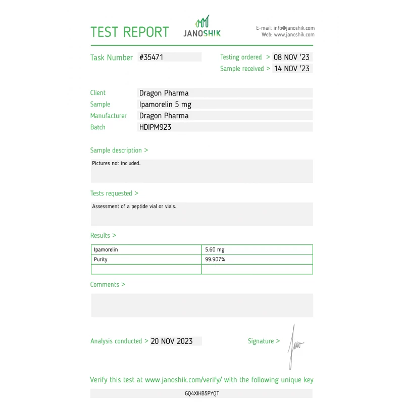 ipamorelin authenticity lab report