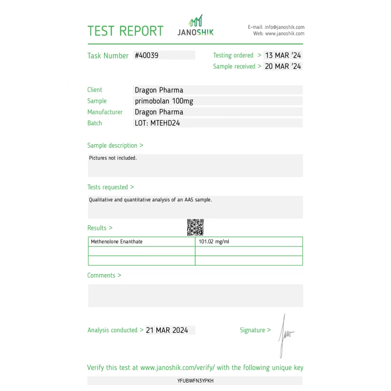 primobolan 100 authenticity lab report