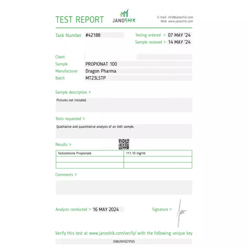 propionat 100 authenticity lab report