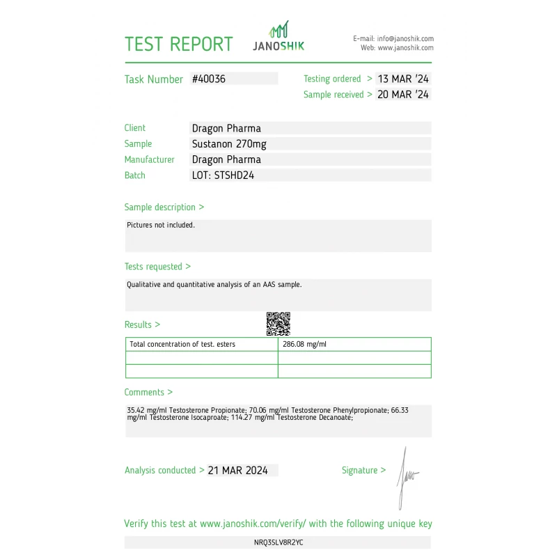 sustanon 270 authenticity lab report