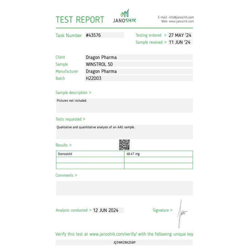 winstrol 50 authenticity lab report